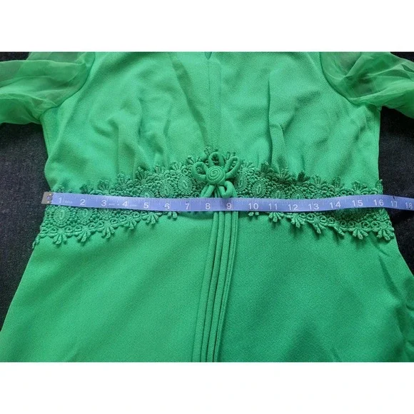 Vintage 60s 70s Green Boho Maxi Dress Volup Mod Gogo Sheer Sleeve Large -  joarbit.com